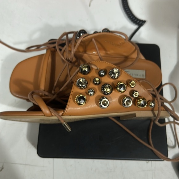 Stella McCartney bead-embellished artificial Gladiator Leather Sandals Size 6.5 - Picture 3 of 7